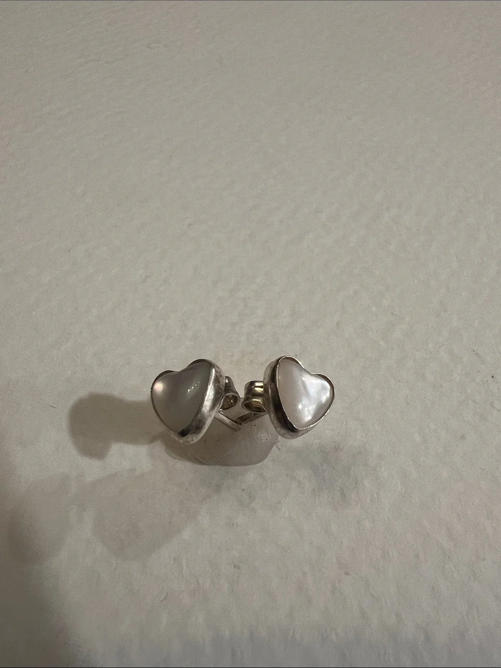 Heart Shaped Mother-of-Pearl Stud Earrings - White